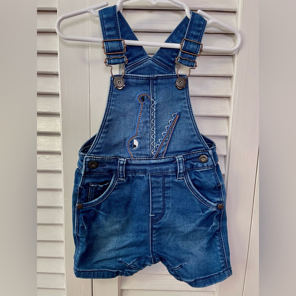 Catimini Dark Blue Denim Texture Overalls